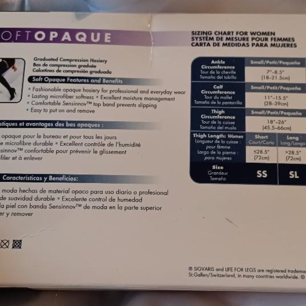 Nib Sigvaris Soft Opaque Compression 842 Black Th… - image 3